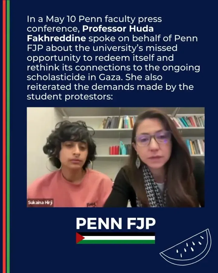 Huda Fakhreddine Speaking On Behalf of PennFSJP in May 2024 _#38